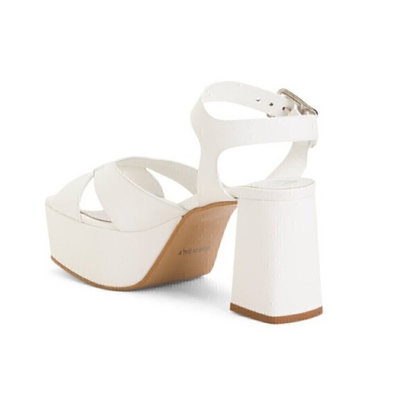 EMANUELE CASTRO White Made In Italy Leather Platform Heel Sandals Women’s US 9 - Picture 2 of 15